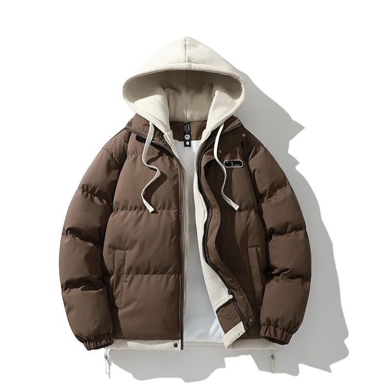 2026 Mens Winter Jacket And Coats Hooded Thicken Windbreaker Coats Fake Two Piece Parkas Outwear