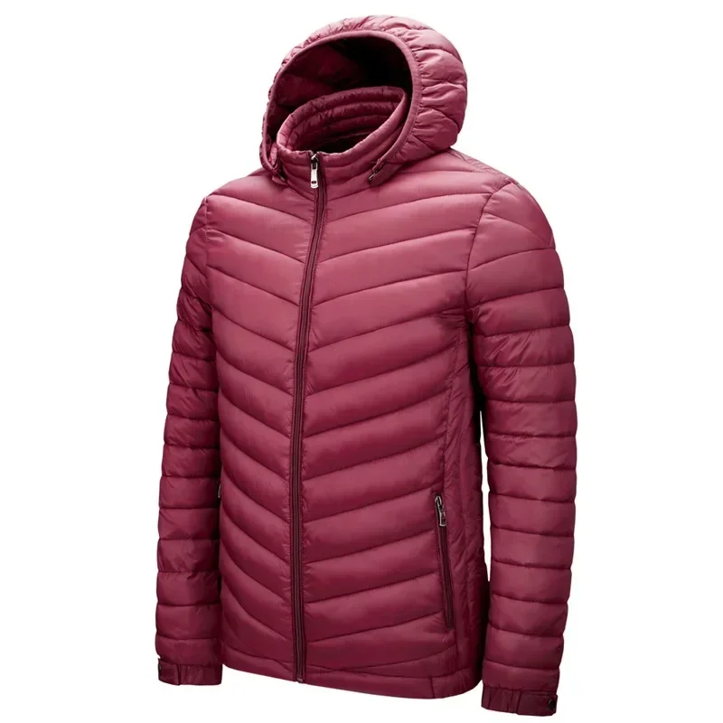Men's Autumn and Winter New Lightweight Stand Collar Cotton Jacket, Solid Color Leisure Youth Multi-pocket Zipper Cotton Jacket