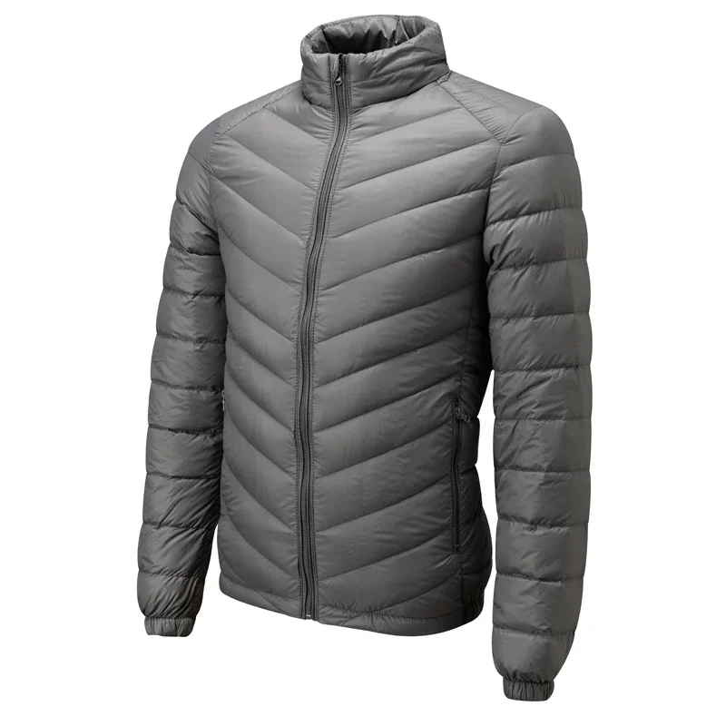 Men's Autumn and Winter New Lightweight Stand Collar Cotton Jacket, Solid Color Leisure Youth Multi-pocket Zipper Cotton Jacket