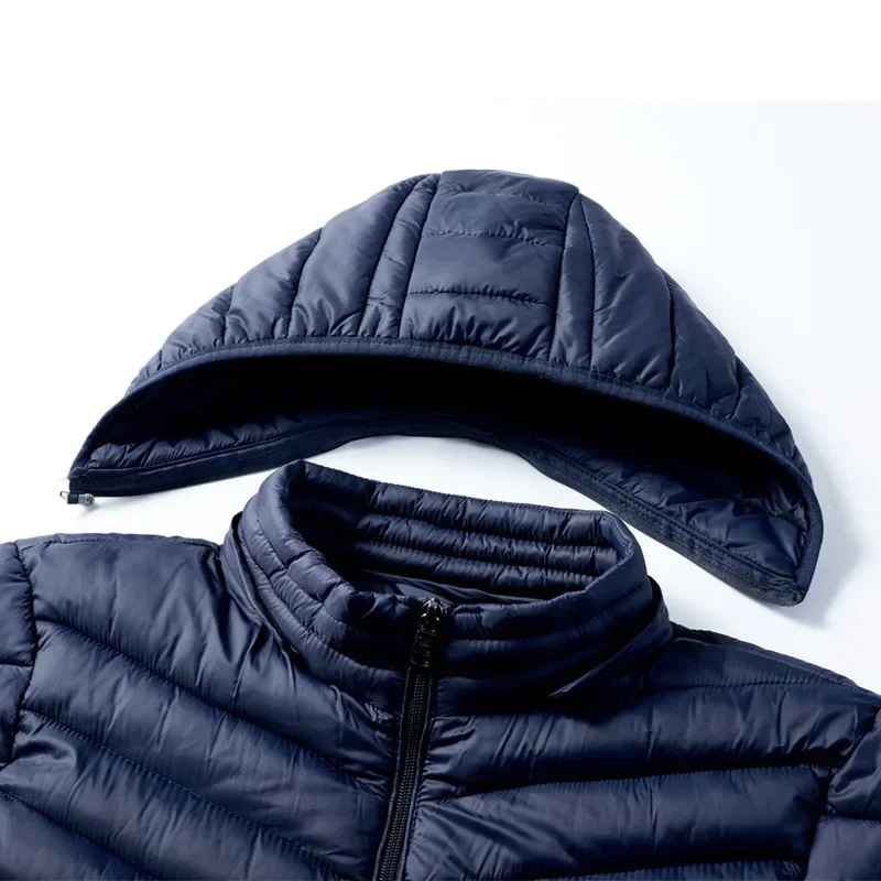 Men's Autumn and Winter New Lightweight Stand Collar Cotton Jacket, Solid Color Leisure Youth Multi-pocket Zipper Cotton Jacket