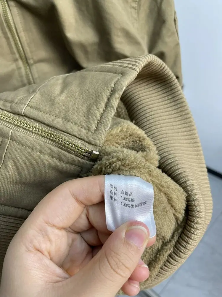 2026 Winter Stand Collar Cashmere Coats Men's Winter Multi-pocket Tooling Jackets Male Solid Color Cotton-padded Parkas C956
