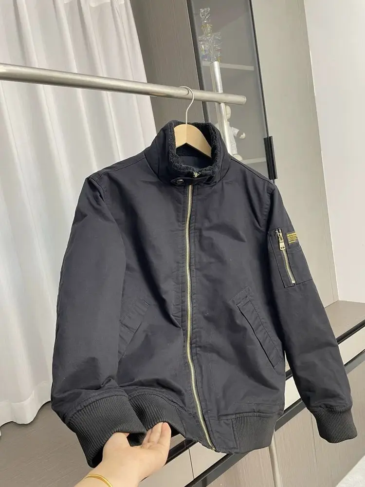 2026 Winter Stand Collar Cashmere Coats Men's Winter Multi-pocket Tooling Jackets Male Solid Color Cotton-padded Parkas C956