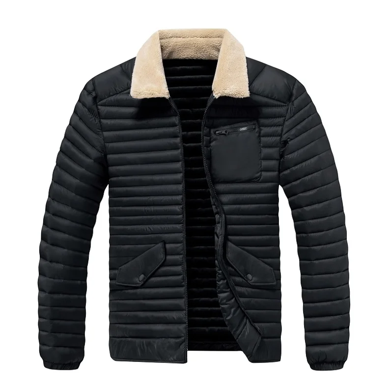 New Style Turn-down Collar Men Parkas Fashion Casual Warm Cotton Jackets Thicken Comfortable Outerwear Solid Color All-match