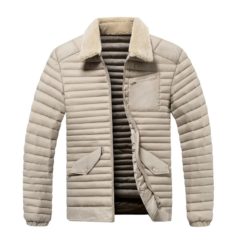 New Style Turn-down Collar Men Parkas Fashion Casual Warm Cotton Jackets Thicken Comfortable Outerwear Solid Color All-match