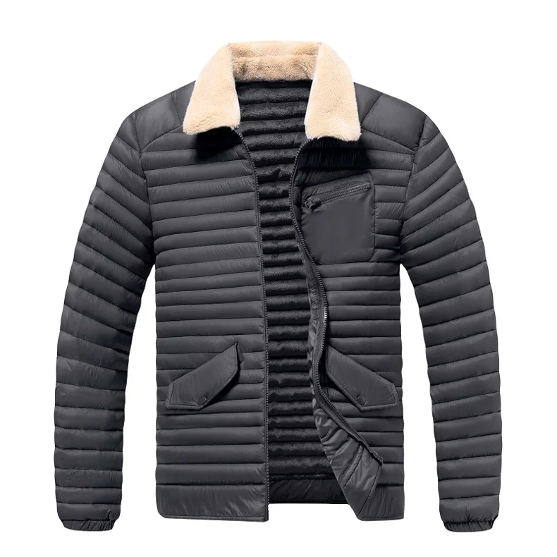 New Style Turn-down Collar Men Parkas Fashion Casual Warm Cotton Jackets Thicken Comfortable Outerwear Solid Color All-match
