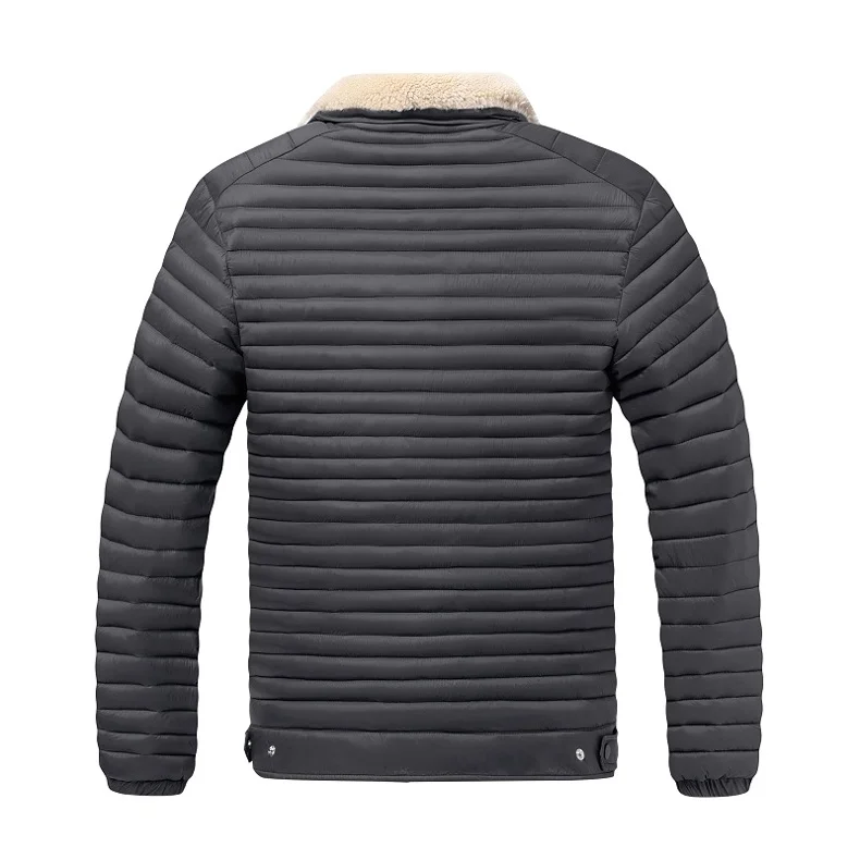 New Style Turn-down Collar Men Parkas Fashion Casual Warm Cotton Jackets Thicken Comfortable Outerwear Solid Color All-match