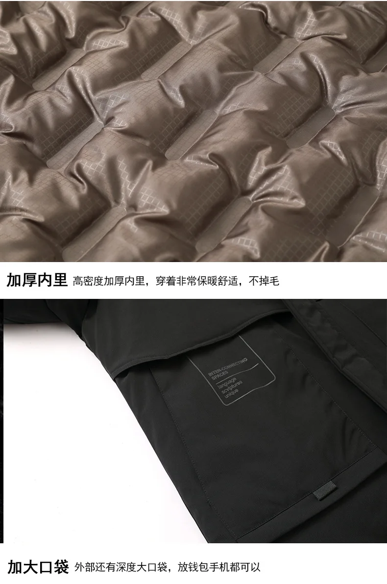 Men Winter Hooded Business Parkas Windproof Warm Fashion Versatile Casual Solid Color Parkas High Quality Men Hooded Warm Parkas