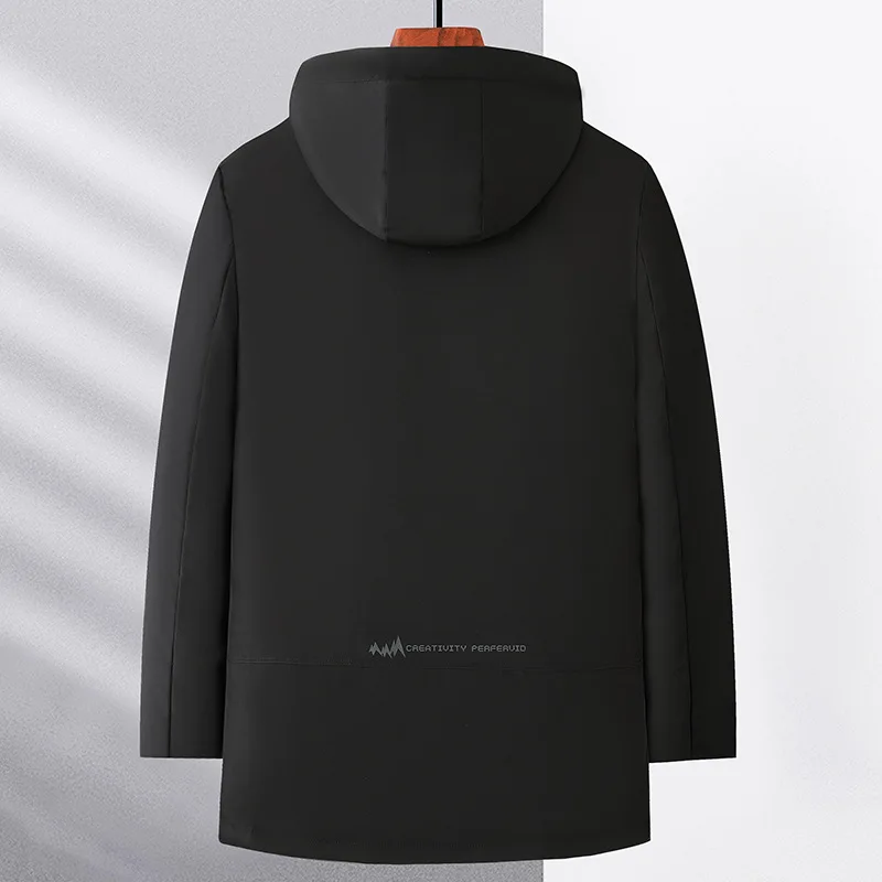 Men Winter Hooded Business Parkas Windproof Warm Fashion Versatile Casual Solid Color Parkas High Quality Men Hooded Warm Parkas