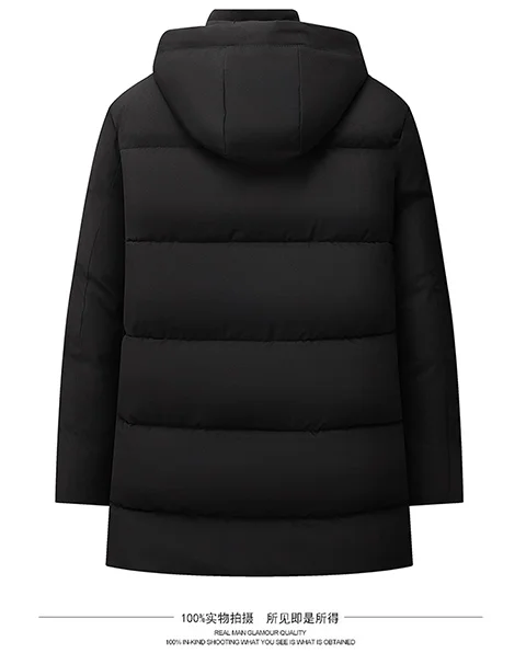 Men Mid Length Detachable Hooded Parkas Men Business Outerwear Men Slim Warm Padded Jacket Winter New Middle Aged Streetwear