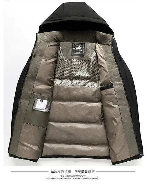 Men Mid Length Detachable Hooded Parkas Men Business Outerwear Men Slim Warm Padded Jacket Winter New Middle Aged Streetwear