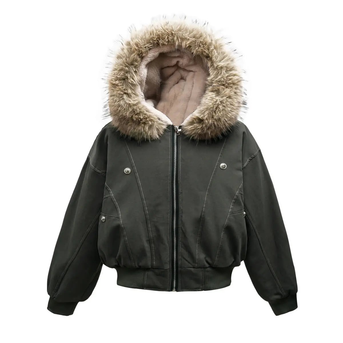 Loose Hooded Faux Mink Collar Couple Short Parkas Hip-hop Winter Men Coat New Casual Thick Warm Women Parka Coat Streetwear
