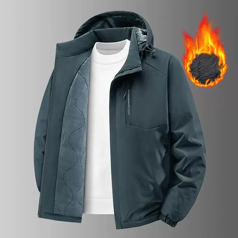 New Autumn/Winter Fashion Outdoor Sports Windproof Thickened Warm Hooded Cotton Jacket Men's Casual Loose Plus Size Coat