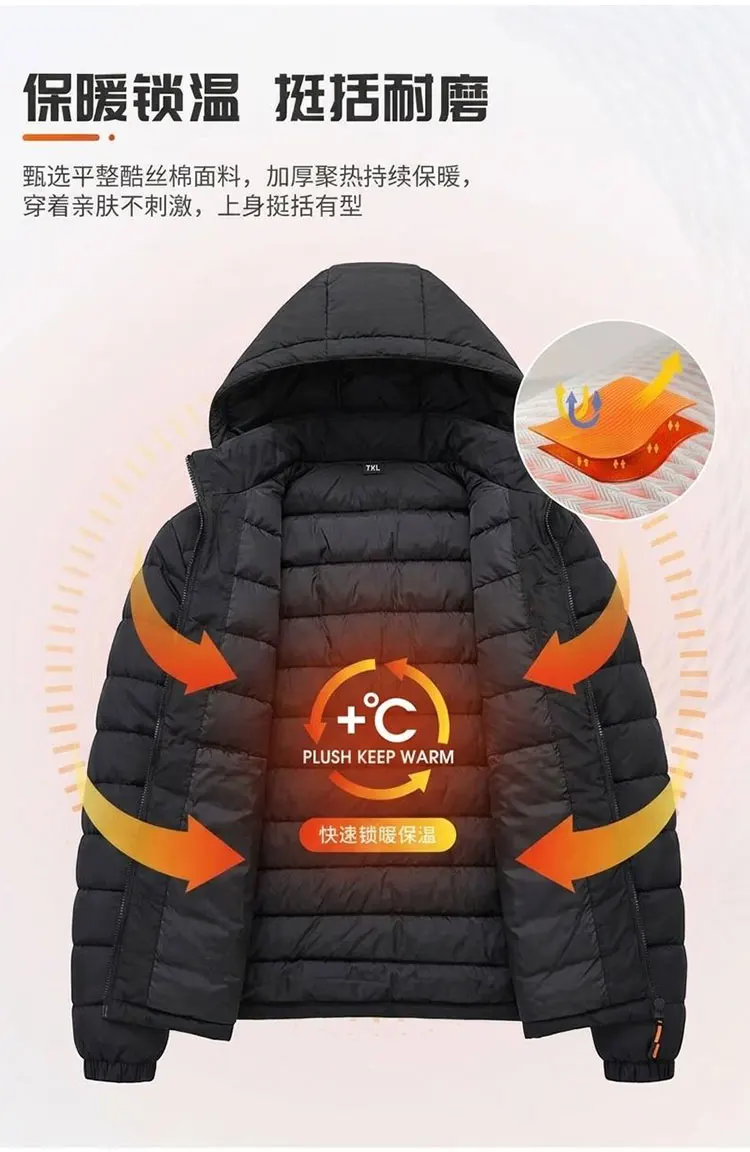 Men New Thickened Parkas Men Detachable Hood Warm Parkas Men Business Casual Garments For Middle-aged Elderly Fathers Parkas