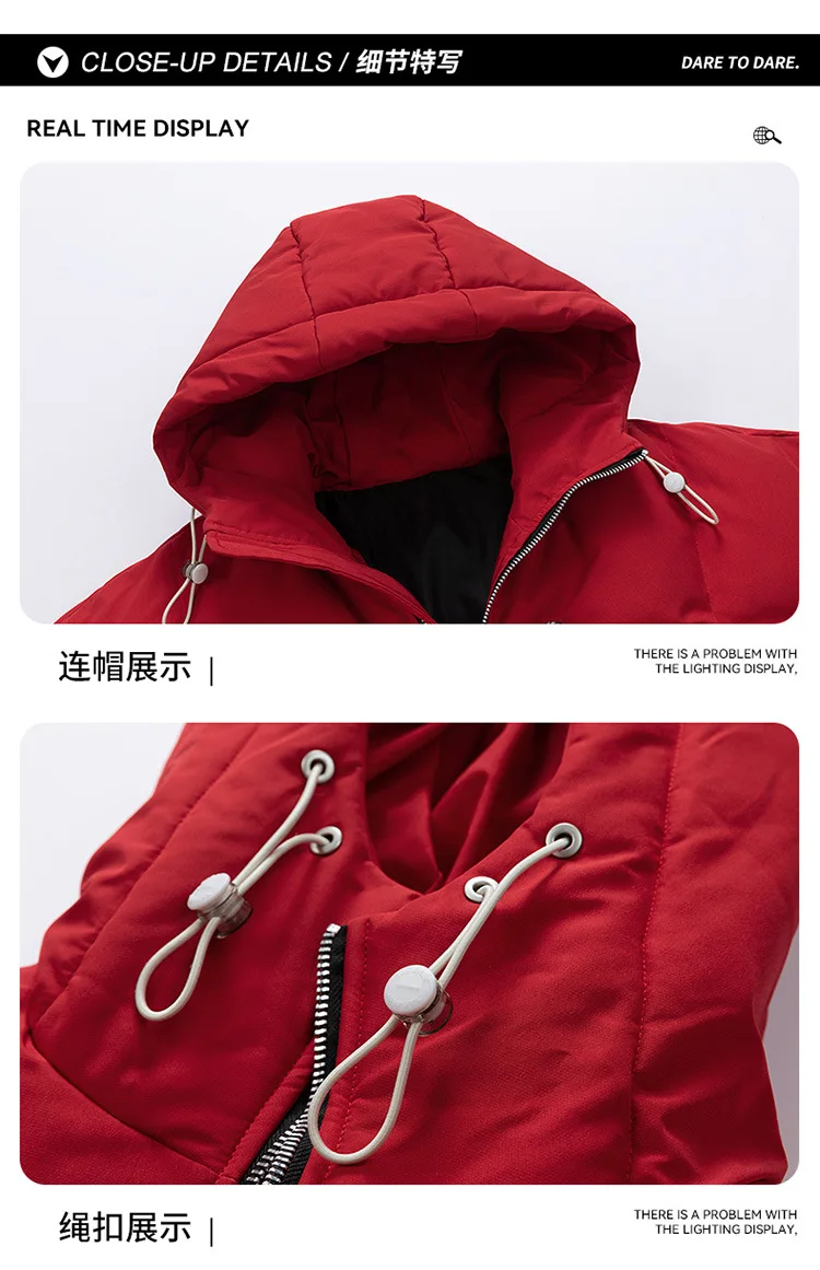 Winter Hooded Quilted Trench Jacket Men's Casual Streetwear Outerwear