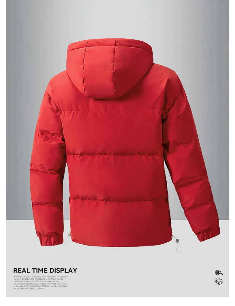 Winter Hooded Quilted Trench Jacket Men's Casual Streetwear Outerwear