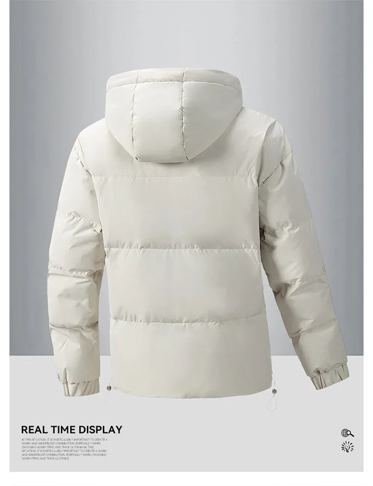 Winter Hooded Quilted Trench Jacket Men's Casual Streetwear Outerwear