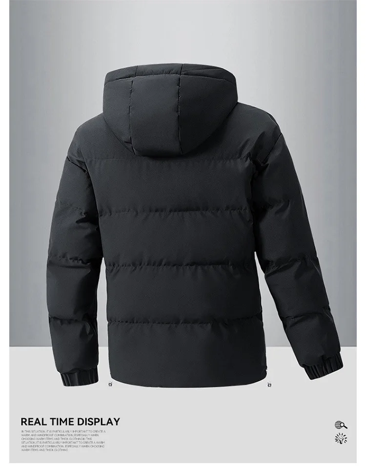 Winter Hooded Quilted Trench Jacket Men's Casual Streetwear Outerwear