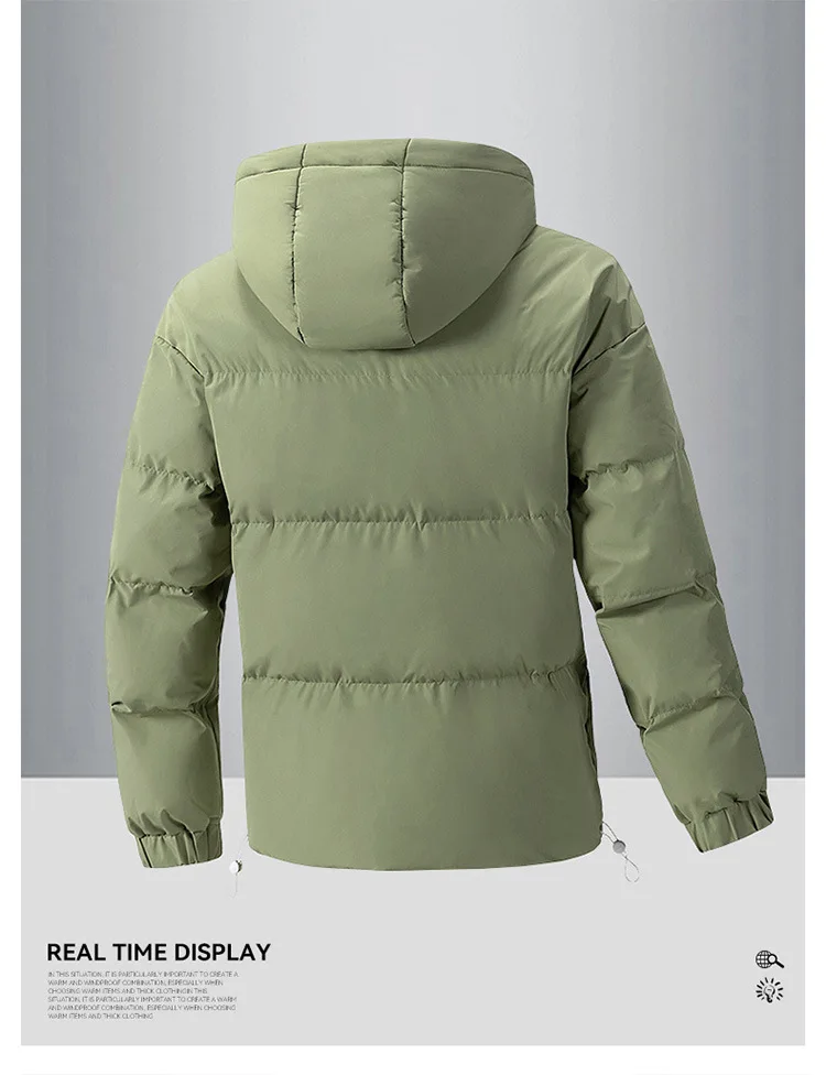 Winter Hooded Quilted Trench Jacket Men's Casual Streetwear Outerwear
