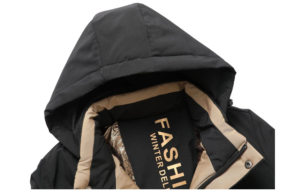 Winter Men's Mid Long Warm Parkas Jacket Fashion Men Thermal Windbreaker Coats Casual Men Fleece Lined Cargo Padded Jackets