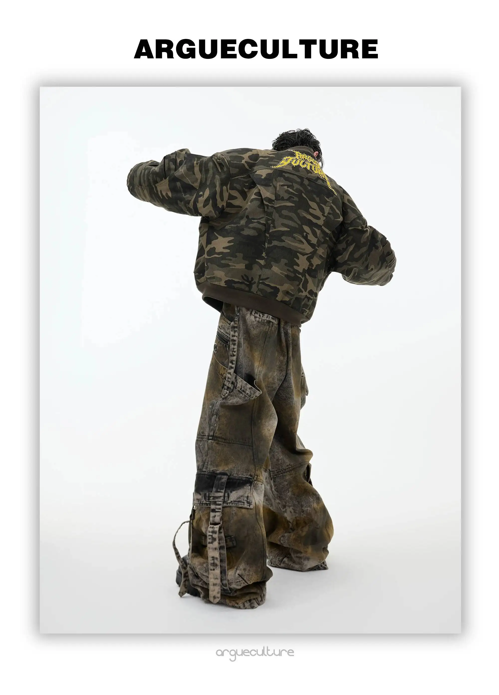 FEWQ American Retro Camouflage Loose And Thick Cotton Jacket, Casual High Street Comfortable Jacket 2026 Autumn New 24W3544