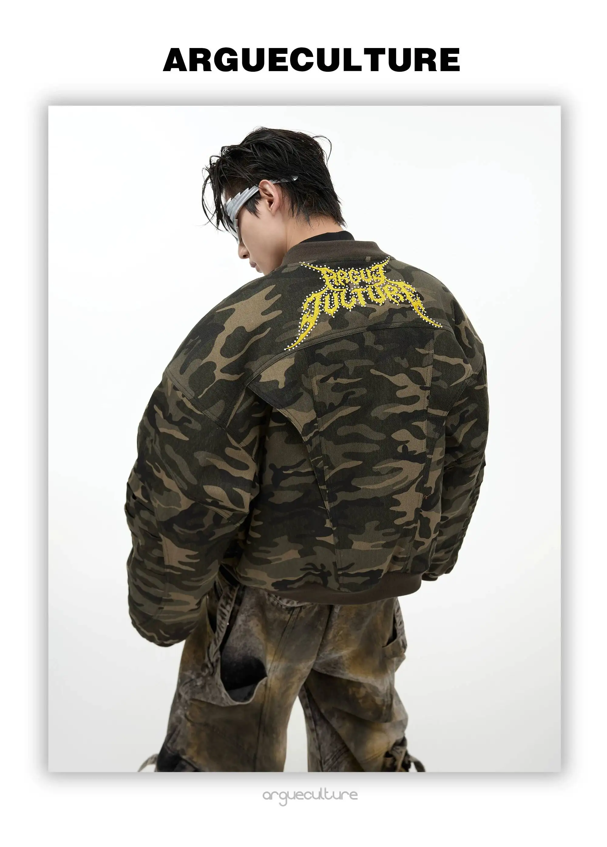FEWQ American Retro Camouflage Loose And Thick Cotton Jacket, Casual High Street Comfortable Jacket 2026 Autumn New 24W3544
