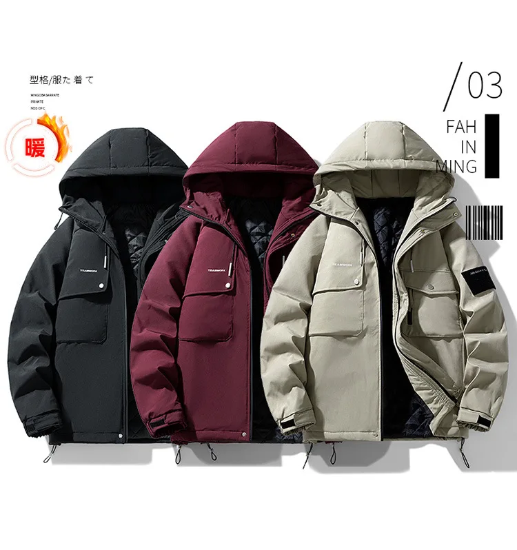 New Men's Winter Cotton-padded Jackets Korean Style Multi-Pockets Hooded Windbreak Jackets Male Warm Casual Parkas Oversized 8XL