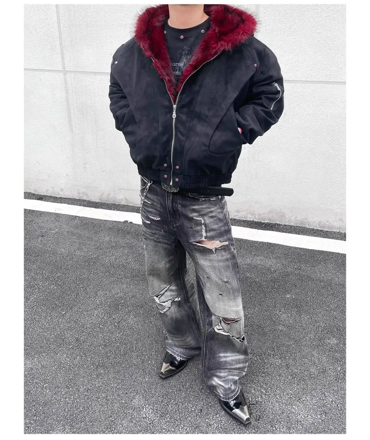 American y2k Retro Hooded Jacket  Men Women Cotton PU Leather High-quality Winter Velvet Short Loose Warm Outwear