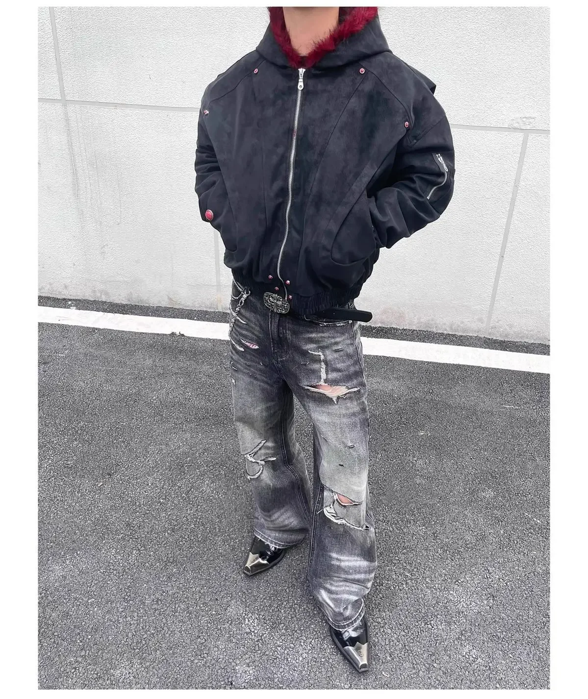 American y2k Retro Hooded Jacket  Men Women Cotton PU Leather High-quality Winter Velvet Short Loose Warm Outwear