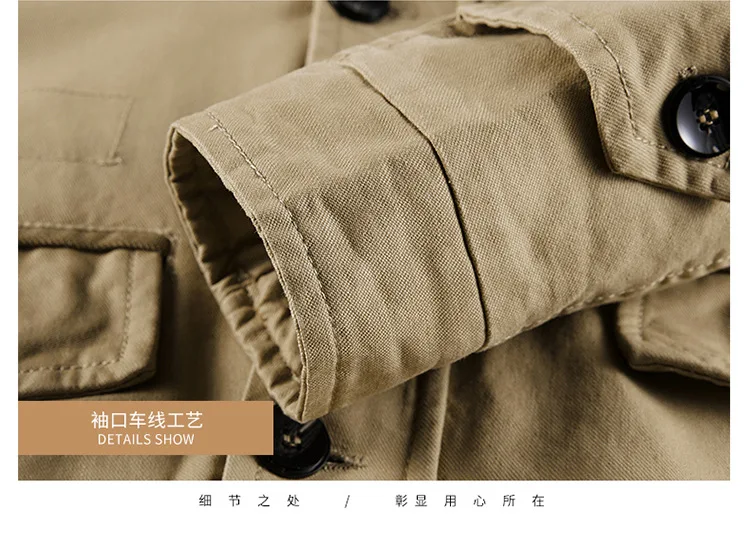 Mens Winter Pure Cotton Mid Length Hooded Workwear Padded Jacket Fleece Lined Thickened Warm Casual Outerwear Coat For Outdoor