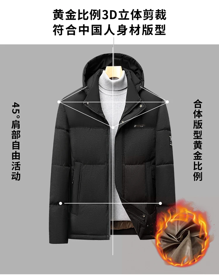 Men Detachable Hood Fashion Parkas Men Thick Warm Casual Parkas Men Thermal Padded Jacket Men Soft Comfort Winter Warm Outerwear