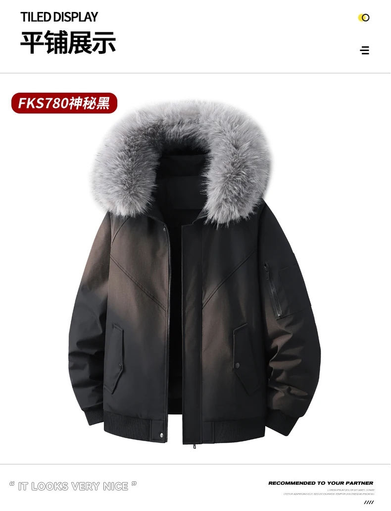 Men Women New Style Mountain Parka Hooded Cotton Coat Mens Faux Fur Collar Winter Fleece Lined Workwear Jacket Casual Warm