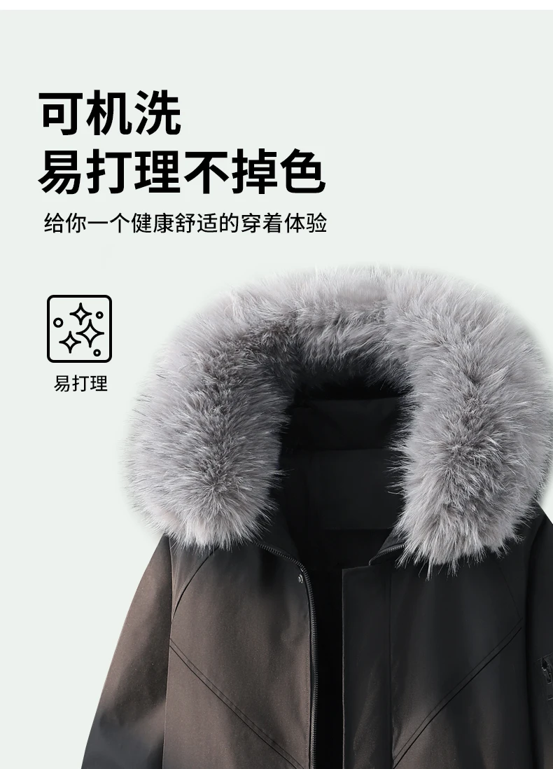 Men Women New Style Mountain Parka Hooded Cotton Coat Mens Faux Fur Collar Winter Fleece Lined Workwear Jacket Casual Warm