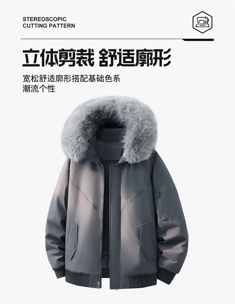 Men Women New Style Mountain Parka Hooded Cotton Coat Mens Faux Fur Collar Winter Fleece Lined Workwear Jacket Casual Warm