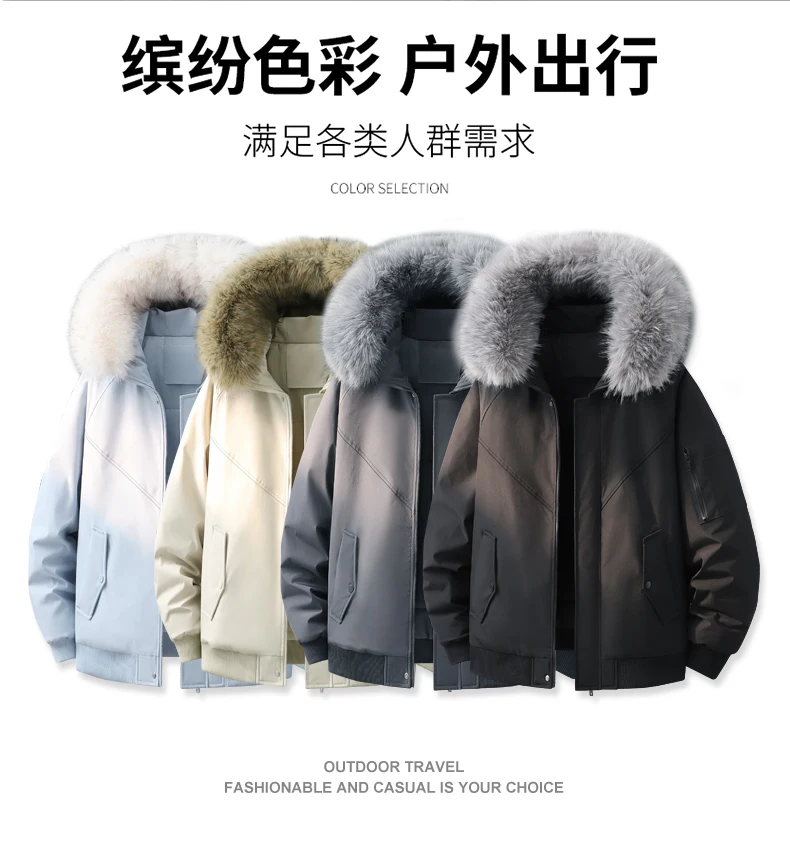 Men Women New Style Mountain Parka Hooded Cotton Coat Mens Faux Fur Collar Winter Fleece Lined Workwear Jacket Casual Warm