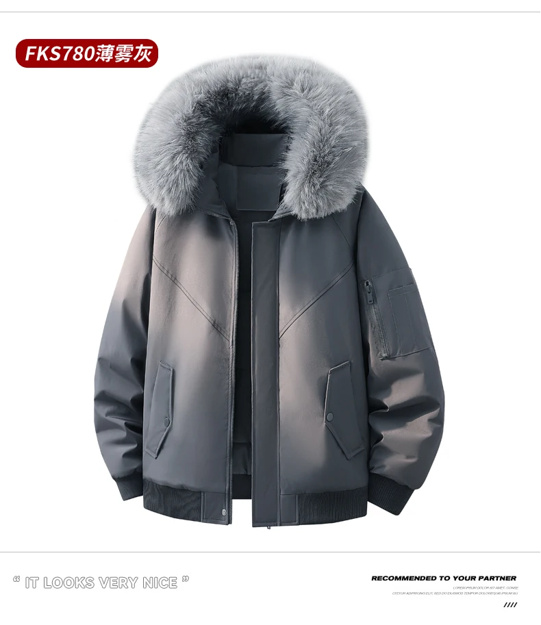 Men Women New Style Mountain Parka Hooded Cotton Coat Mens Faux Fur Collar Winter Fleece Lined Workwear Jacket Casual Warm