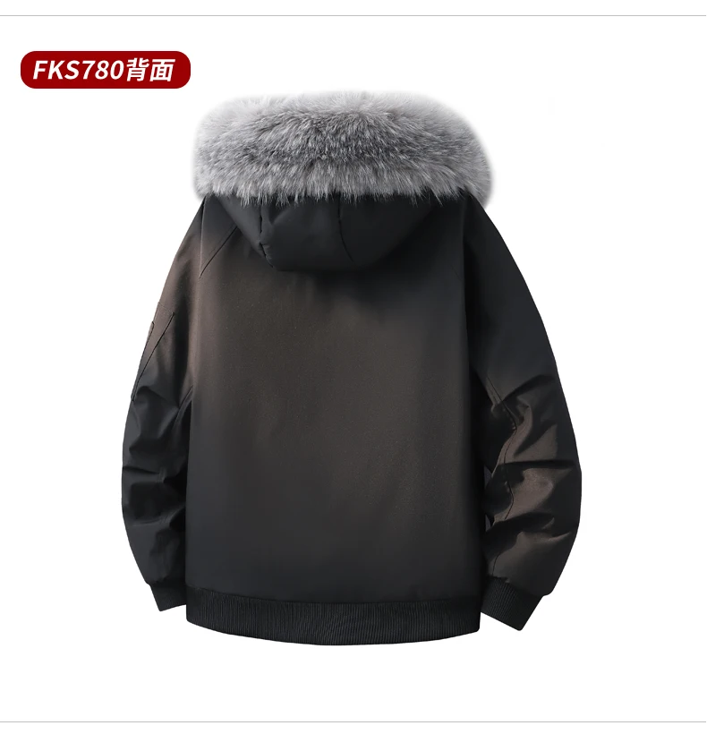Men Women New Style Mountain Parka Hooded Cotton Coat Mens Faux Fur Collar Winter Fleece Lined Workwear Jacket Casual Warm