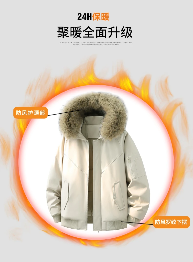 Men Women New Style Mountain Parka Hooded Cotton Coat Mens Faux Fur Collar Winter Fleece Lined Workwear Jacket Casual Warm