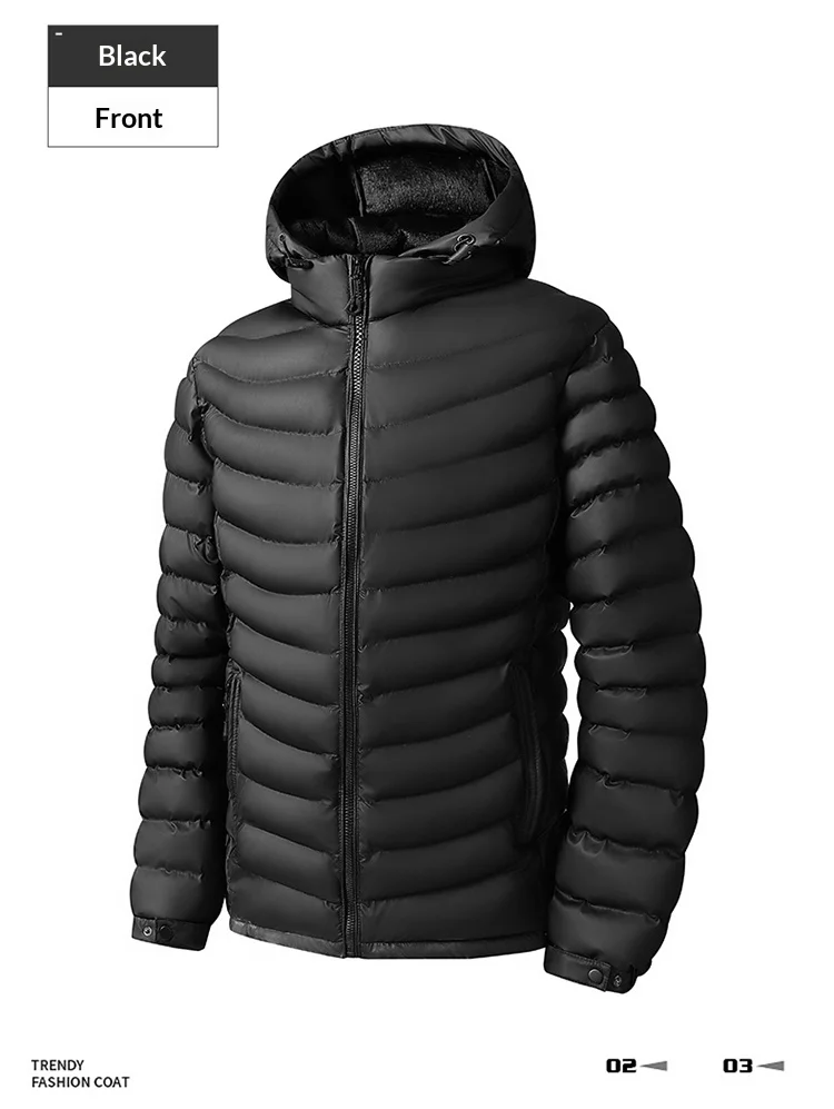 Men's Detachable Removable Hood Windbreaker Parka Waterproof Lightweight Insulated Quilted Jacket Outdoor Sports Travel Parkas