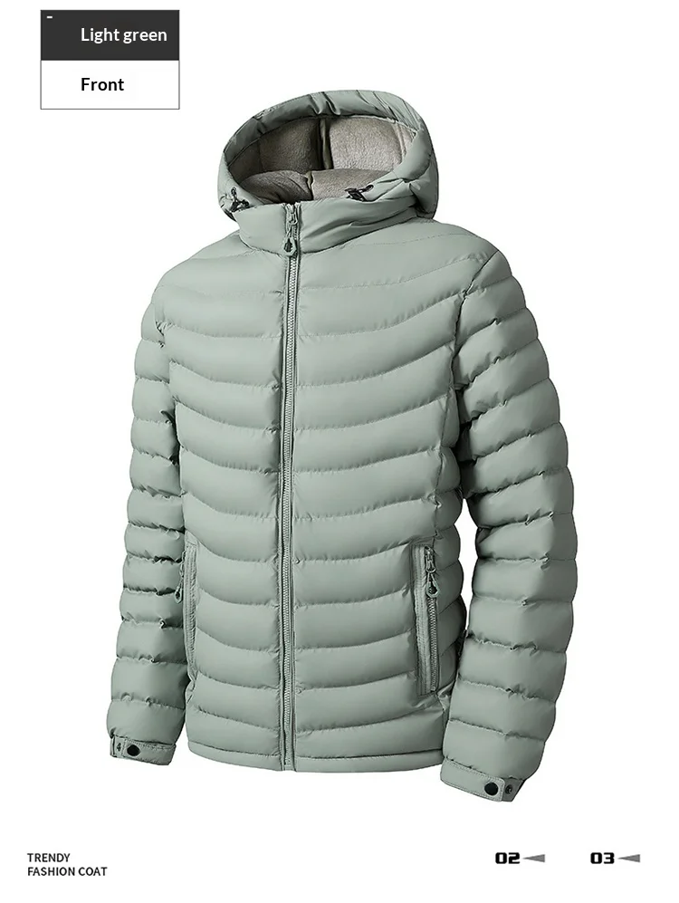 Men's Detachable Removable Hood Windbreaker Parka Waterproof Lightweight Insulated Quilted Jacket Outdoor Sports Travel Parkas