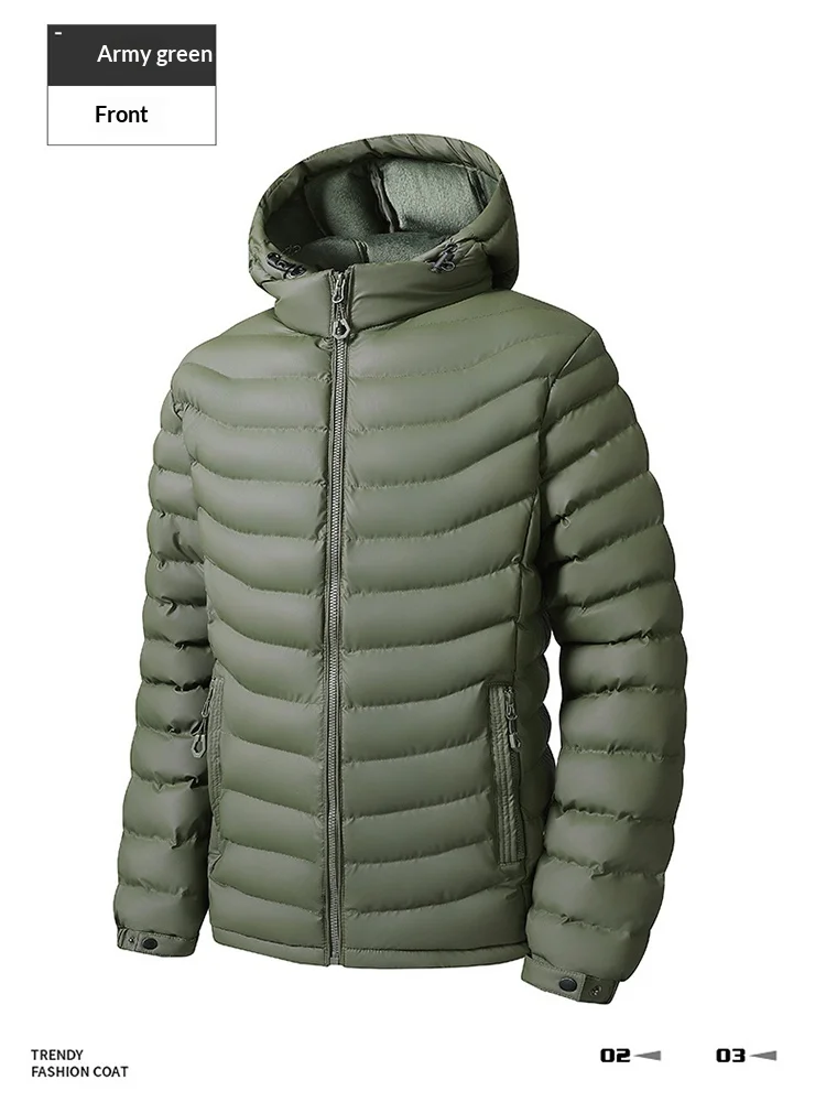 Men's Detachable Removable Hood Windbreaker Parka Waterproof Lightweight Insulated Quilted Jacket Outdoor Sports Travel Parkas