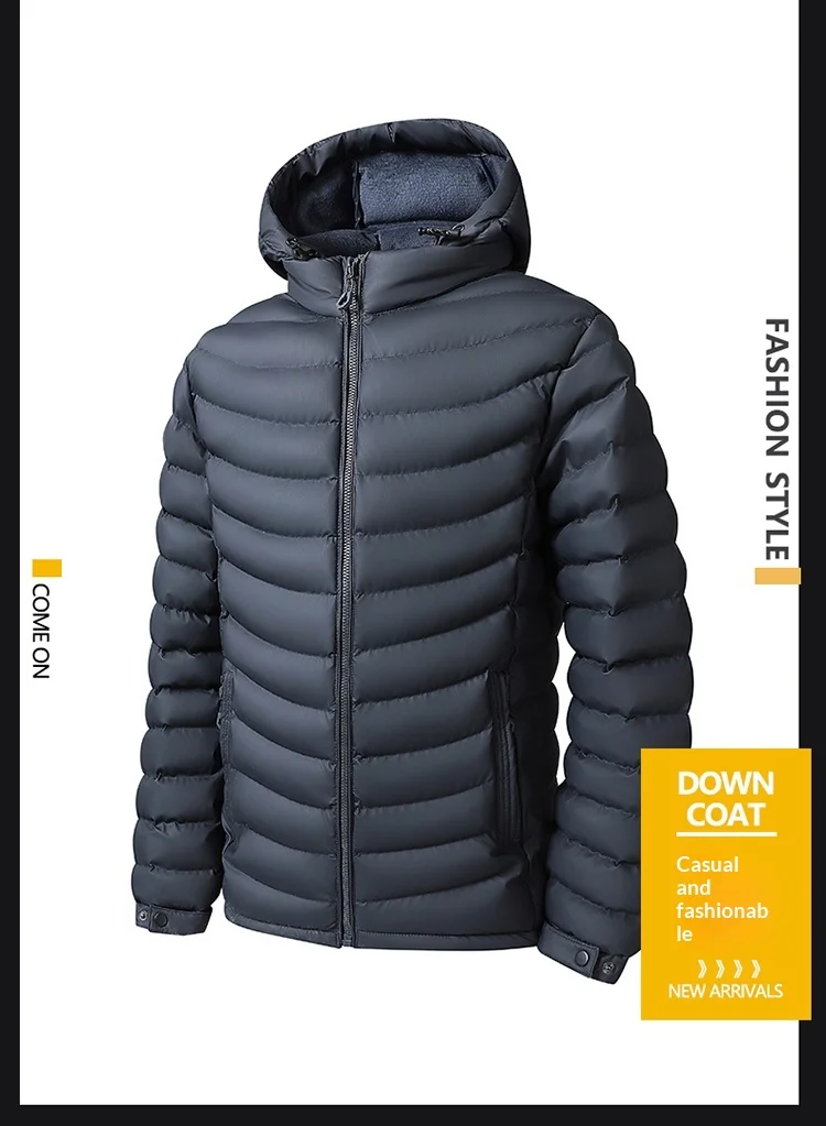 Men's Detachable Removable Hood Windbreaker Parka Waterproof Lightweight Insulated Quilted Jacket Outdoor Sports Travel Parkas