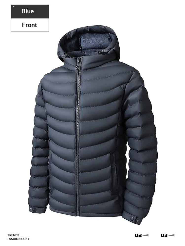 Men's Detachable Removable Hood Windbreaker Parka Waterproof Lightweight Insulated Quilted Jacket Outdoor Sports Travel Parkas