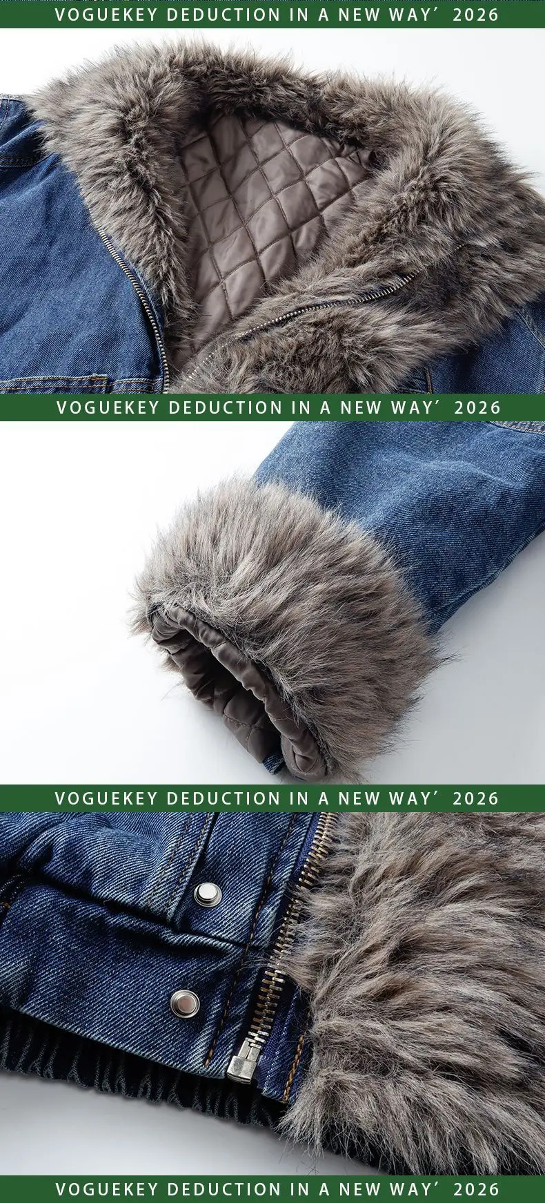 PFHQ American Vintage Fur Collar Denim Cotton Coat Men Loose Stand Collar Warm Outerwear Autumn Winter Casual Jacket 21P4863