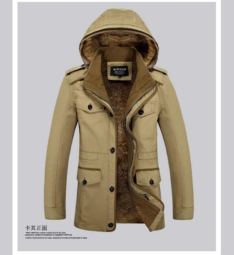 Winter Thickened Parkas Brand High Grade Premium Mens Clothing Fleece Lined Warm Cold Resistant Fashion Parkas Hooded Outerwear