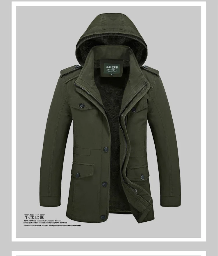 Winter Thickened Parkas Brand High Grade Premium Mens Clothing Fleece Lined Warm Cold Resistant Fashion Parkas Hooded Outerwear