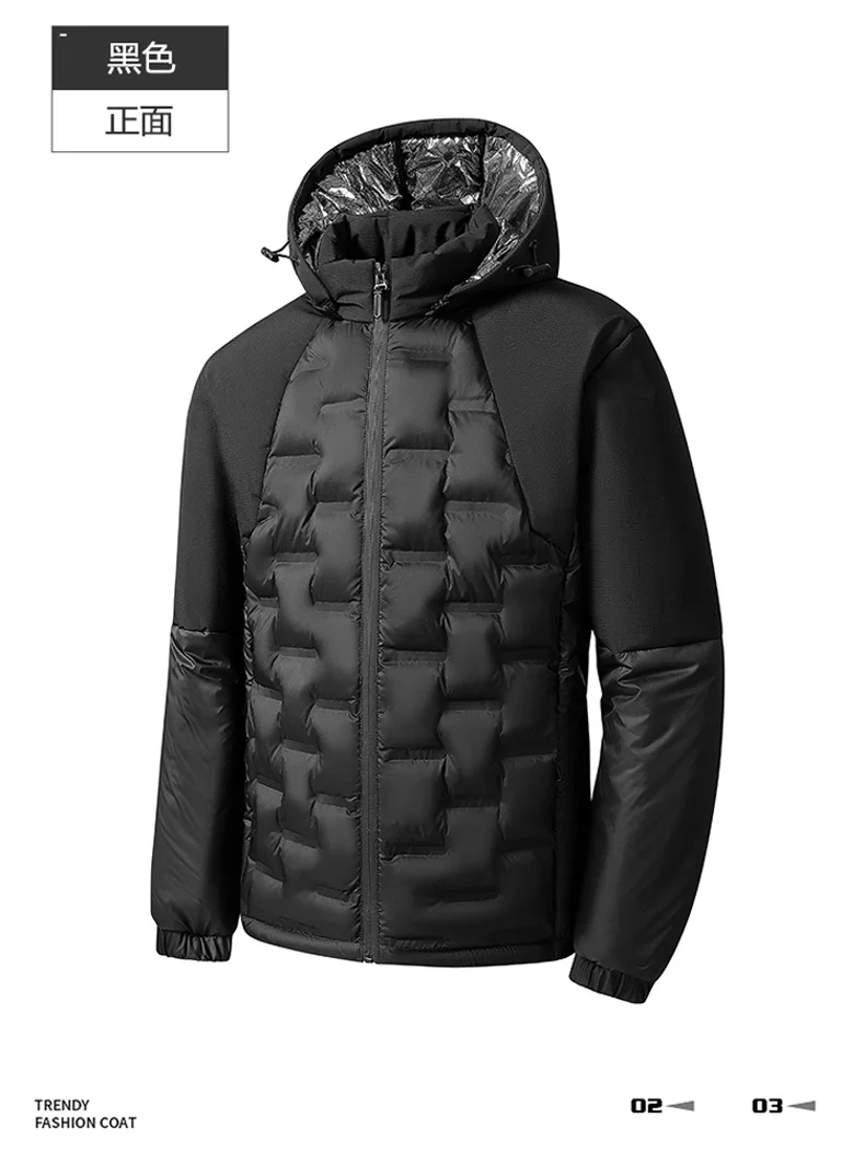 Winter Men Thicken Warm Parkas Fashion Casual Hooded Cotton Jackets Solid Color Comfortable Male Clothes Outdoor Sports Style