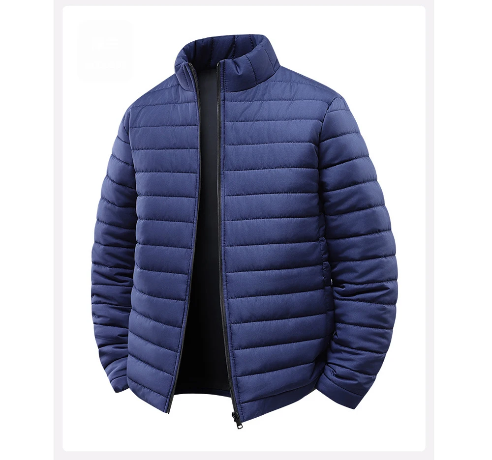 Winter Mens Lightweight Warm Cargo Parkas Coats Men Stand Collar Windbreaker Coats Classic Men Thermal Windbreaker Padded Jacket