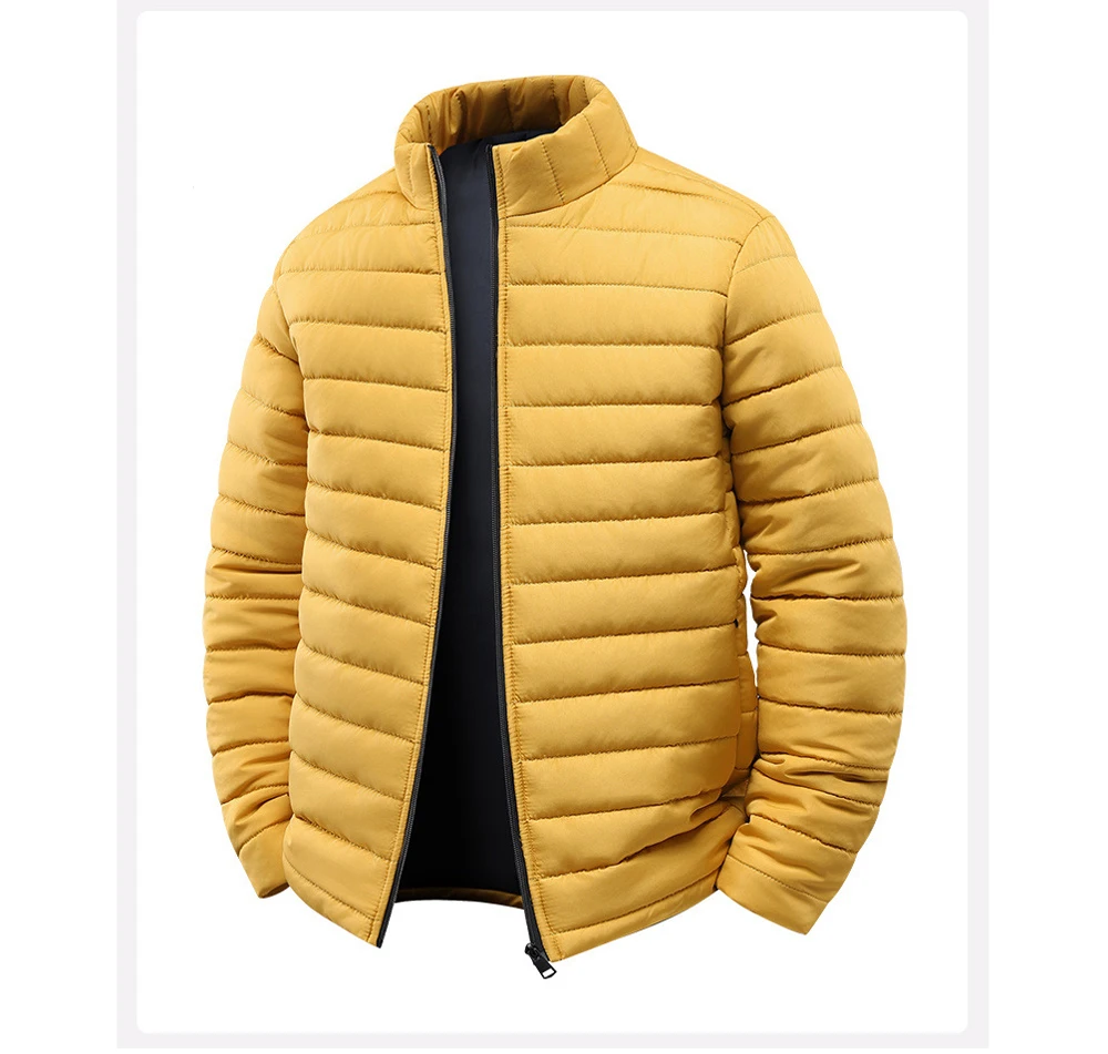 Winter Mens Lightweight Warm Cargo Parkas Coats Men Stand Collar Windbreaker Coats Classic Men Thermal Windbreaker Padded Jacket