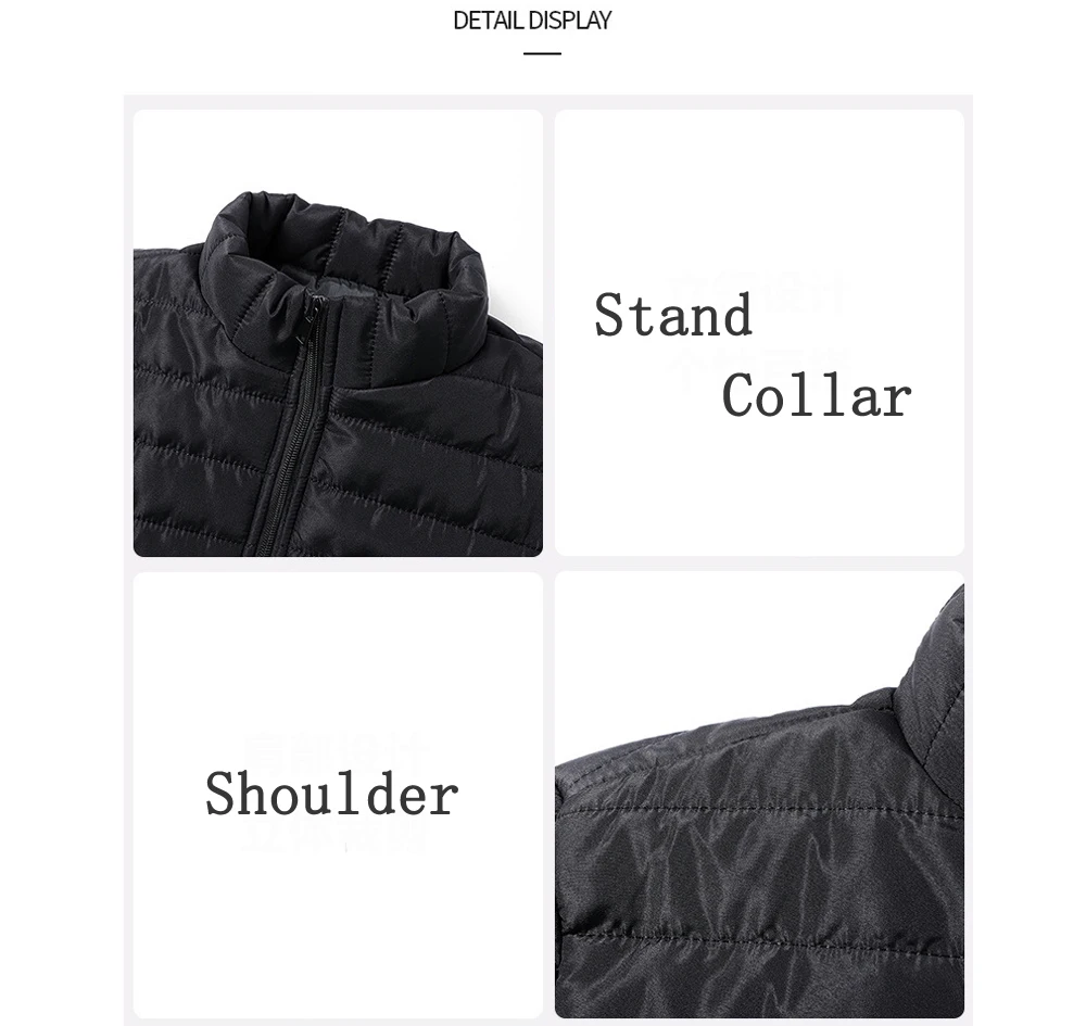 Winter Mens Lightweight Warm Cargo Parkas Coats Men Stand Collar Windbreaker Coats Classic Men Thermal Windbreaker Padded Jacket