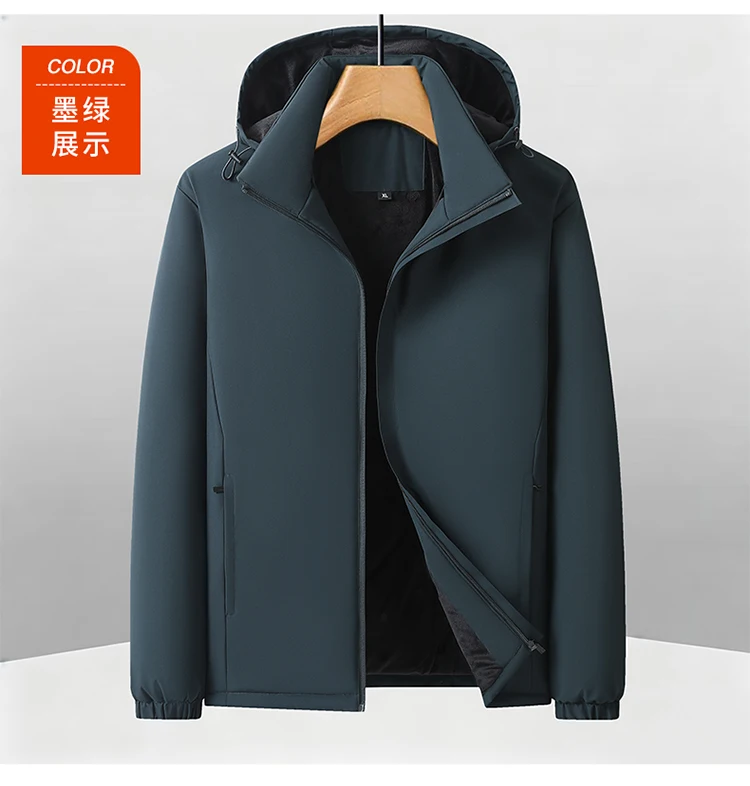 Winter New Mens Parkas Detachable Hood Windproof Parkas Quality Mens Solid Color Minimalist Design Loose Thickened Casual Parkas